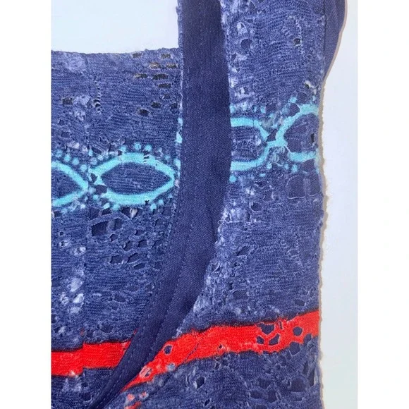 Ronni Nicole Womens Size 10 Navy Blue Red Tribal Print Sleeveless Dress - Picture 12 of 12